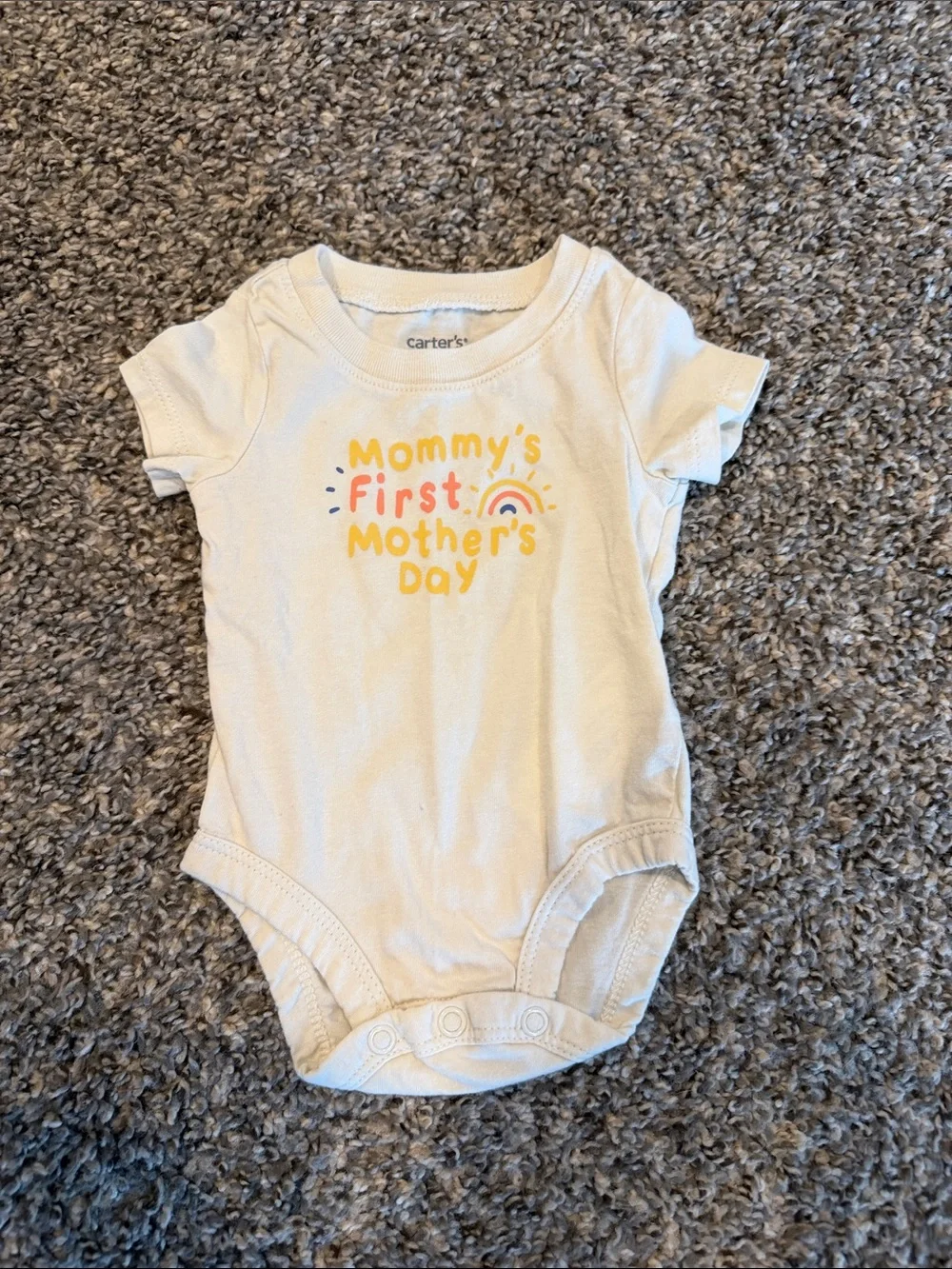 Carter's Cream Short-Sleeve Bodysuit with Yellow and Pastel Rainbow Graphic